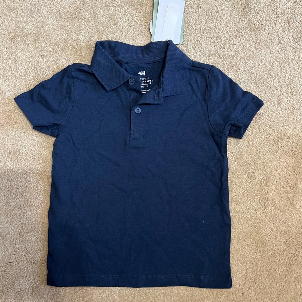 H&M Girl’s Cotton Polo Shirt Navy Blue
